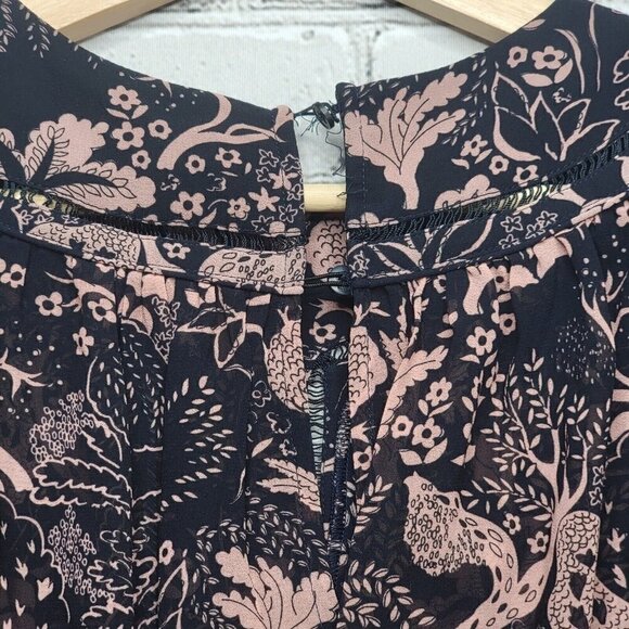 Ann Taylor Petite Black Blush Sheer Peasant Eyelet Accent Blouse Size SP - Picture 8 of 11
